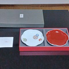 深川製磁　寿赤絵　祝組皿　2点セットの画像