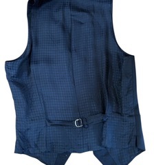 メンズ ジレ 黒 千鳥柄裏地 スーツベスト Sサイズ　ネイビーの画像