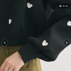 2025年購入♡ニット♡黒♡ハート柄♡ドット♡丈短め♡の画像