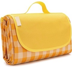 イエローチェック レジャーシート 200×200cmの画像