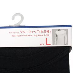 ユニクロ ヒートテック クルーネックT 九分袖 ブラック Lサイズ メンズ 未使用の画像