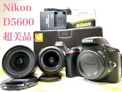 【ほぼ新品 外箱付】ニコン Nikon D5600 ダブルキット　S数6300回