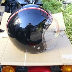 美品！マルシン　ジェット　ヘルメット（黒/赤ライン）中古品◆彦根市～の画像