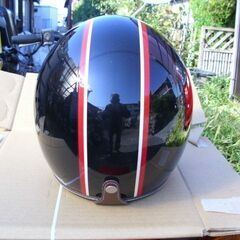 美品！マルシン　ジェット　ヘルメット（黒/赤ライン）中古品◆彦根市～の画像