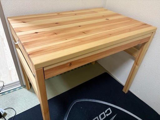小物収納つき付き】無印良品 パイン材 引き出し付きデスク 小物収納