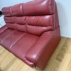 本革　赤　ソファー 3人掛けの画像