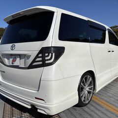 岡山【自社ローン】保証人無可★全国対応★ヴェルファイア【2.4Z】社外20インチAW/社外ヘッドライト&テールランプ/Bluetooth/両側パワスラ/TV/フリップダウンモニター/フルエアロ/バックカメラ/ETCの画像