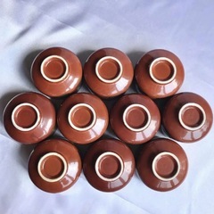 【レア柄】昭和レトロ　湯飲み　抽象柄　豹柄　迷彩柄　10客セット　茶器　酒器の画像