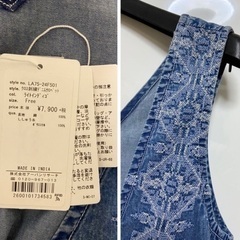 デニム刺繍サロペットの画像