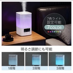 加湿器 新品 超音波式 3段階ミストモード リモコンタイマー付き LEDディスプレイの画像