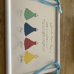 【結婚式ウェルカムスペース】ドレス色当て・ウェディングキャンパス説明・筆・絵の具入れの画像