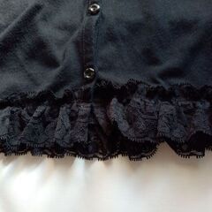 SMILE LAND 黒 ロングガウン カーディガン レース裾 長袖 サイズ1の画像