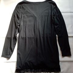 SMILE LAND 黒 ロングガウン カーディガン レース裾 長袖 サイズ1の画像