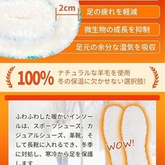インソール 防寒 中敷き 温かい 保温 消臭 ふわふわ もこもこ 冷え性対策の画像