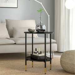 IKEA サイドテーブル　ガラス　おしゃれ　ブラック 黒の画像