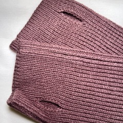 パープル ケーブルニット 半袖セーター Fの画像