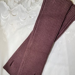 パープル ケーブルニット 半袖セーター Fの画像