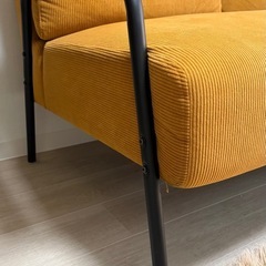 ニトリ2人掛 ソファ　コーデュロイ マスタード色の画像