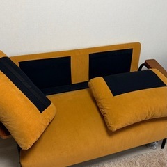 ニトリ2人掛 ソファ　コーデュロイ マスタード色の画像