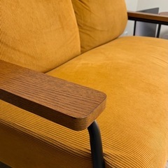 ニトリ2人掛 ソファ　コーデュロイ マスタード色の画像