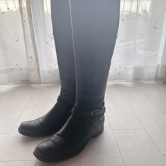 23cm ブラックレザー 本革 ロングブーツ cavacava サヴァサヴァの画像