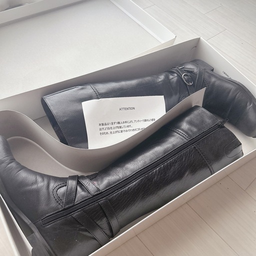 23cm ブラックレザー 本革 ロングブーツ cavacava サヴァサヴァ