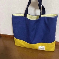 【園用品・新品】青と黄色のツートンカラー レッスンバッグシューズケース体操服袋 ハンドメイドの画像