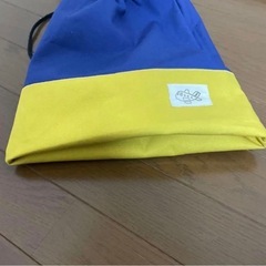【園用品・新品】青と黄色のツートンカラー レッスンバッグシューズケース体操服袋 ハンドメイドの画像