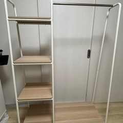 【1,000円】アイリスオーヤマ スタイルハンガー2WAYプレミアム／棚＆ラック付き／ホワイトの画像