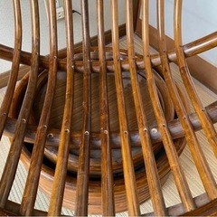 昭和レトロ 古家具 回転式ラタンチェア ラタンソファ エッグチェア 籐製 とうの画像