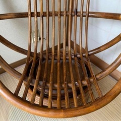 昭和レトロ 古家具 回転式ラタンチェア ラタンソファ エッグチェア 籐製 とう②の画像