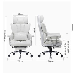 【取りに来てくれる方のみ譲ります】SKYE ゲーミングチェア 座り心地最高 デスクチェア オフィスチェア 椅子 テレワーク 社長椅子 伸縮可能のオットマン 高さ調節機能(ホワイト)の画像