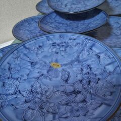 未使用！10枚　有田焼　上質な肥前磁器　肥前　哲三郎窯　花鳥　藍色　直径19㎝の画像