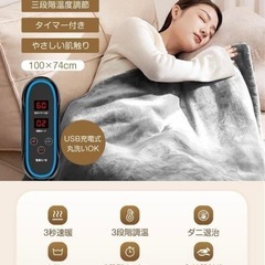 新品❤️ 新品　電気毛布 3段階温度調節 自動オフ タイマー付き グレーの画像