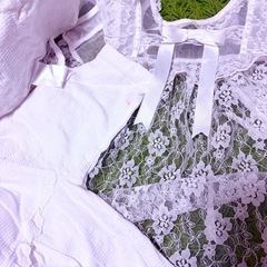 🌸💎【セレモニードレス3点セット】50–70cm✨お宮参り・退院着・100日祝いに🫧  華やか総レースの羽織が主役♡写真映え抜群の上品ドレスセット✨の画像