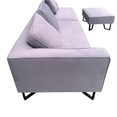 美品】UNKOCHAN ファブリックカウチソファ オットマン付き の画像