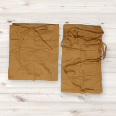 ショート丈エプロン/ベージュ3枚/コットン100%/ラップエプロンの画像