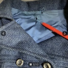 ☺️コート　肩幅45身幅48着丈95袖51cm  タグ無   ポケ2 青　の画像