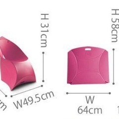折りたたみ 椅子 4脚セット  Fluxchair Jr フラックスチェア ホワイトx２脚(未使用) グレー・ピンク 各１脚(室内使用) キャリーバッグ(未使用)の画像
