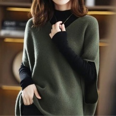 ニットベスト 緑 カーキ グリーン ニットの画像