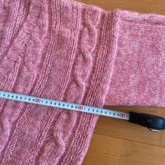 ピンク ケーブル編み カーディガン フリーサイズの画像