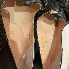 23cm あしながおじさん　パンプス　レディース靴　スリッポン　ローファー シューズ ブラック　フラットシューズの画像