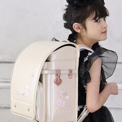 【新品】大人気 女の子ランドセル 大容量 軽量 6年保証 全国送料無料 スクールバック 小学生通学カバン リボンモデル ベージュ②の画像