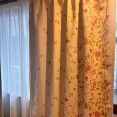 カーテン ドレープカーテン 大 ディズニー ベルメゾン 花 草 アイボリーの画像