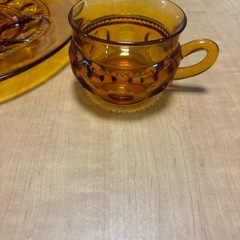 インディアナグラス スナックセット キングスクラウンパターン【エクセレント】 ハニーゴールド の画像