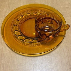 インディアナグラス スナックセット キングスクラウンパターン【エクセレント】 ハニーゴールド の画像