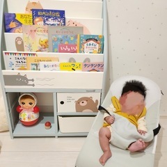 絵本棚 アニマル 絵本ラック 水色の画像