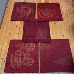 いろどり座布団カバー5枚組　紺・赤リバーシブルデザインの画像