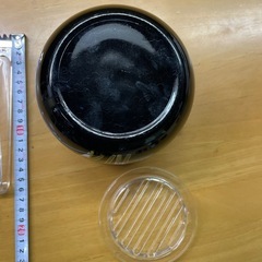 昭和レトロ　陶器製　アイスペール　黒地に花柄　トングありの画像