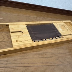 【美品】Natural Bamboo 伸縮バステーブル／バスボード／浴室収納／お風呂テーブルの画像